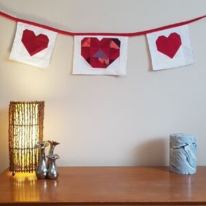 Handmade Patchwork Heart Wall Banner | Textile Home Decor